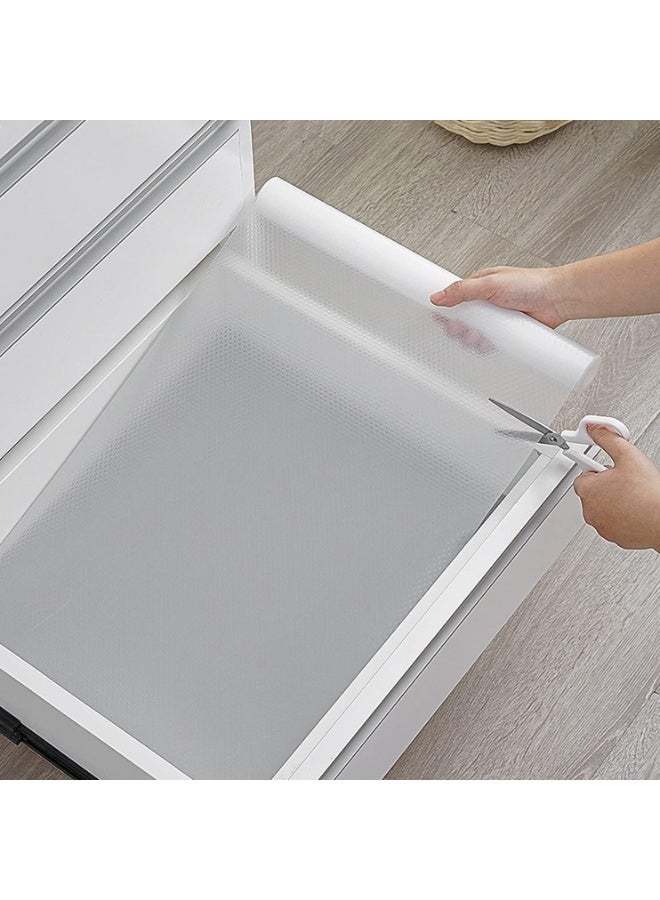 مفرش مقاوم للانزلاق للارفف وادراج المطبخ  ( لفة 45 سم × 3 متر) مفرش طاولة قوي مقاوم للماء للحمام والثلاجة، نسيج متعدد الاغراض (شفاف، ابيض) - Image 2